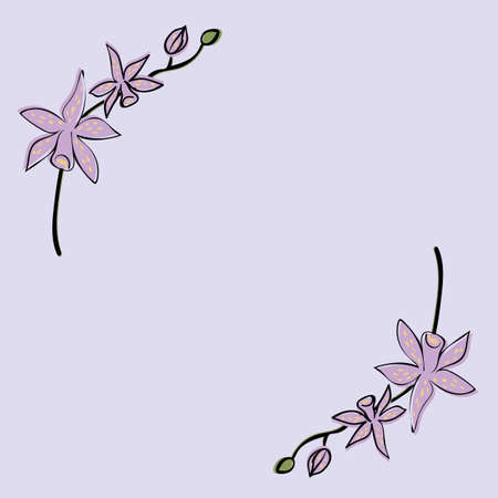 Orchid flowers simple vector illustration with copy space. For embellishing greeting cards, wedding invitations, framing git tags, decorating labels, and packaging.のイラスト素材