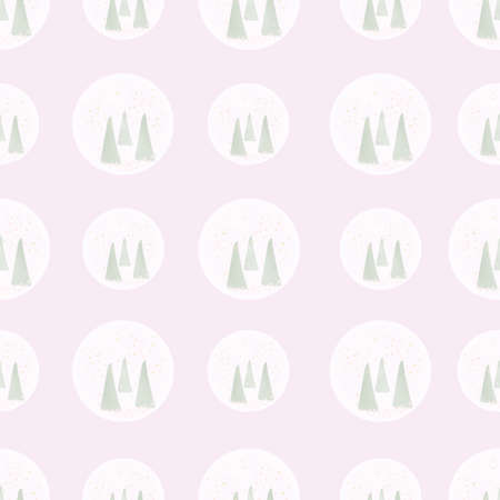 Snow globes seamless vector pattern in light colors.のイラスト素材