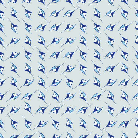 Blue kites seamless vector pattern. Leisure activity surface print design for fabrics, stationery, and packaging.のイラスト素材