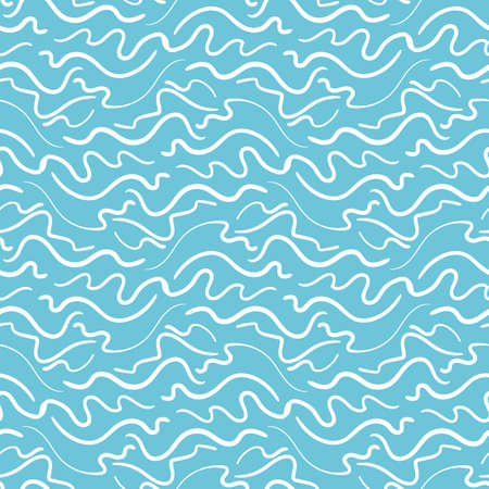 Sea water surface seamless vector pattern texture. Simple waves surface print design for fabrics, stationery, textiles, gift wrap, and packaging.のイラスト素材