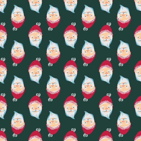Santa heads christmas time seamless vector pattern. Festive surface print design for fabrics,...