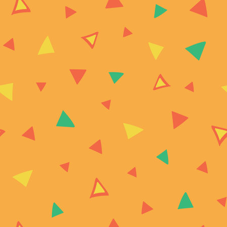 Yellow abstract seamless vector pattern with scattered triangles. Simple bright surface print design...