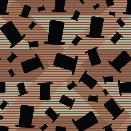 Scattered top hats seamless vector pattern. Surface print design for fabrics, stationery, textiles, scrapbook paper, gift wrap, home decor, and packaging.のイラスト素材