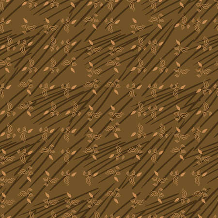 Small scale leaves seamless vector pattern in brown colors. Surface print design for fabrics, stationery, scrapbook paper, textiles, and packaging.のイラスト素材
