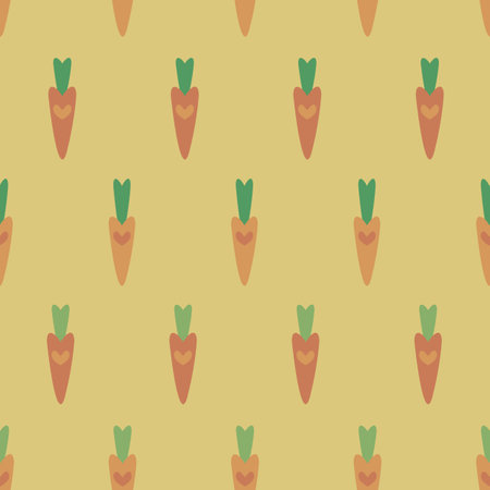Simple cartoon style carrots seamless vector pattern. Cute surface print design for fabrics, stationery, scrapbook paper, gift wrap, textiles, home decor, and packaging.のイラスト素材