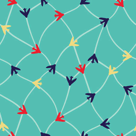 Plane routes netting seamless vector pattern. Transportation surface print design for fabrics, stationery, scrapbook paper, gift wrap, textiles, backgrounds, giftware, and packaging.のイラスト素材