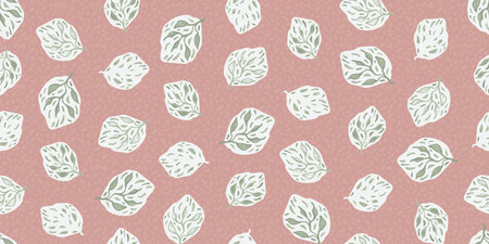 light leaves on pink seamless vector pattern