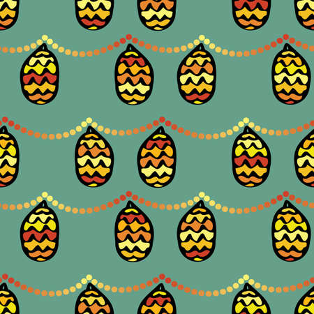 A pine cone christmas hanging ornaments patternのイラスト素材