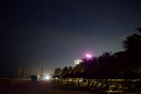 Vietnam, Mui Ne - 27 March 2017. Windy and bright night at the beach in Mui Ne. Photo taken with long exposureのeditorial素材