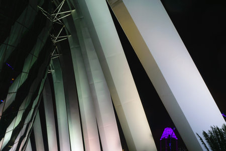 Singapore - 13 October 2018. Architecture masterpiece building at night time