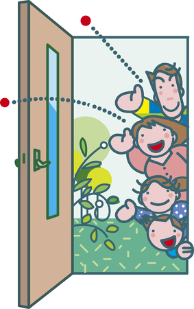Family to open the doorのイラスト素材