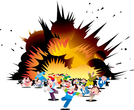 Run away from a big explosion