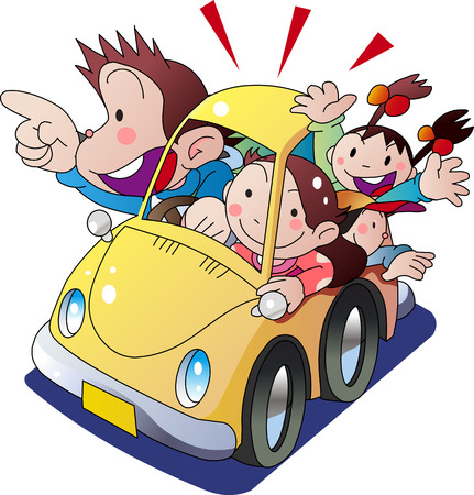Family to go out on private carのイラスト素材