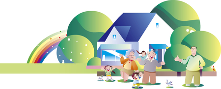 Rainbow familyのイラスト素材