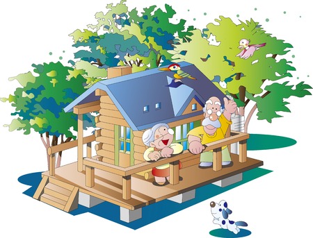 Log house villaのイラスト素材