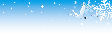 Snow crystal and swanのイラスト素材