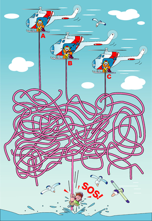 Rescue with a rope from a maze _ helicopterのイラスト素材
