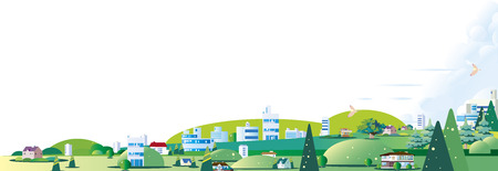 A spacious summer townのイラスト素材