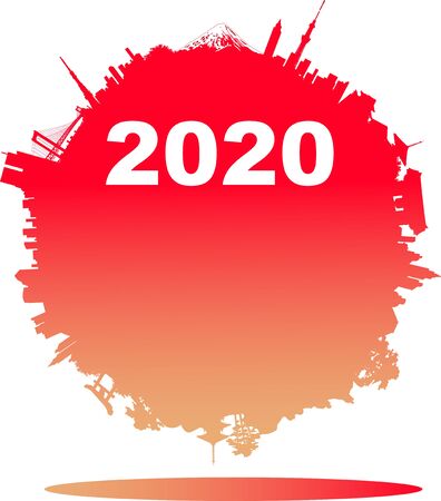 Japanese New Year's card material of 2020のイラスト素材