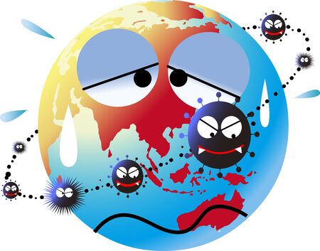 Pandemic world with new virusのイラスト素材