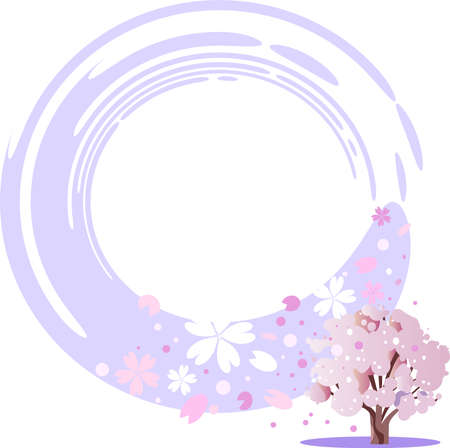Cherry blossom blizzard background illustration in springのイラスト素材
