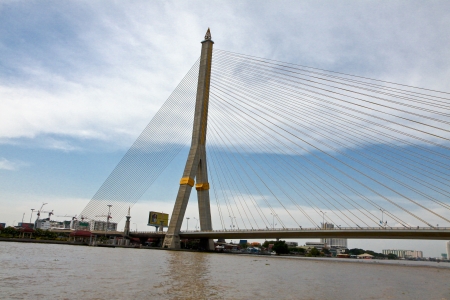Rama9 bridge in Thailand with Chaopraya river の写真素材