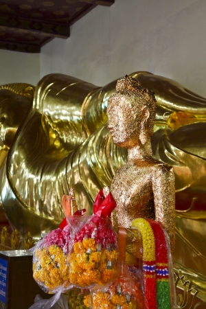 Gilded buddha for  worship in Nakornpathom, Thailand.の写真素材