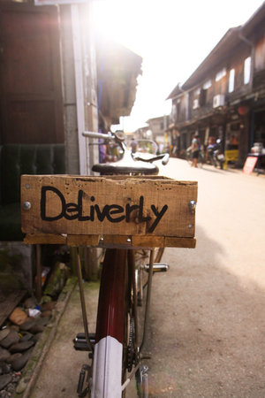 Delivery concept at the basket trailerの写真素材