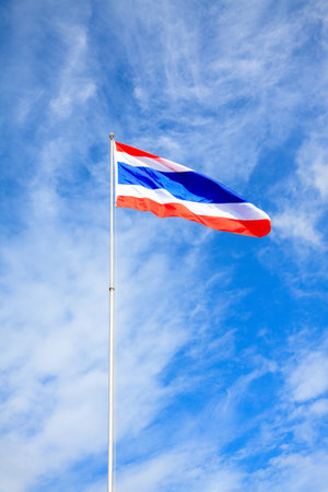 Thailand flag on the top of pillar with hot day