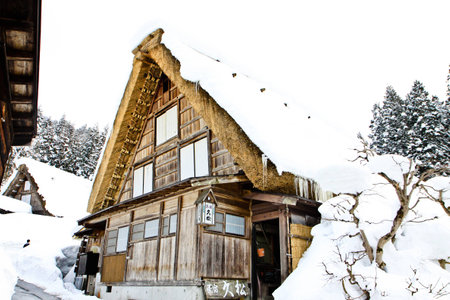 Large wooden house  in Shirakawago of Japanのeditorial素材