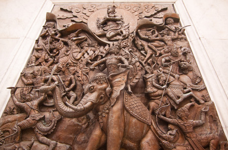 Wall sculpture history in Trimit temple of Bangkok, Thailandのeditorial素材