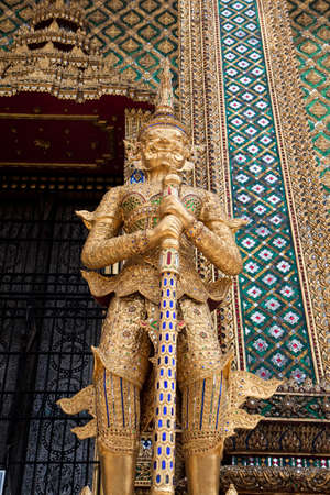 Guardian sculpture in Thailand templeの写真素材