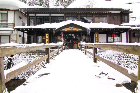 Snow pathway in winter of Japanのeditorial素材