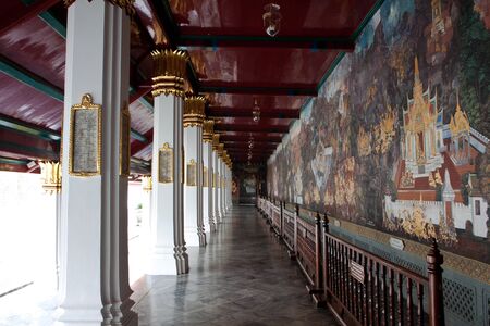 Walkway to see architecture and painting in Thailandのeditorial素材