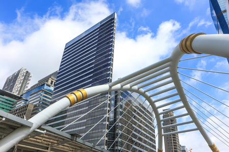 Skyscaper in business district in afternoonの写真素材