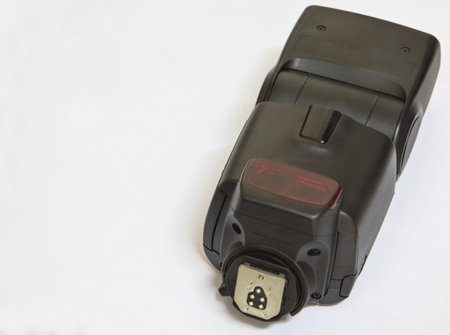 DLSR camera flash in white backgroundの写真素材