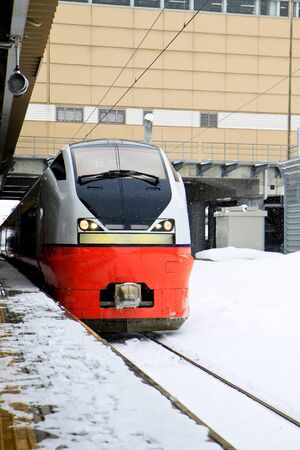 Public railway transportation business in winter seasonのeditorial素材