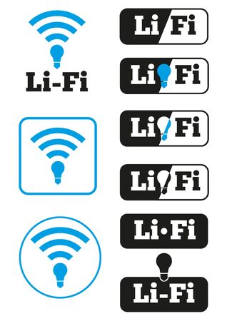 Set of Li-Fi and wireless access icons. Li-Fi zone signs design concepts. Can be used for company logos, business identity, print products, page and web decor or other design.のイラスト素材