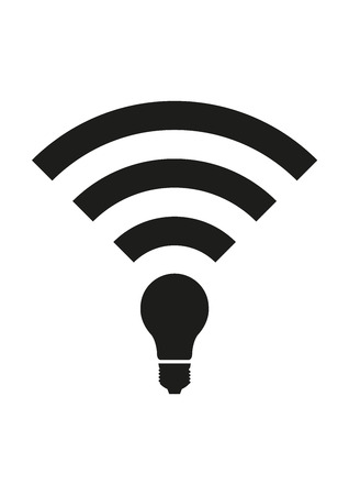 Li-Fi icon design concept. Li-Fi zone sign. Black vector isolated on white background. Can be used for company logos, business identity, print products, page and web decor or other design.のイラスト素材