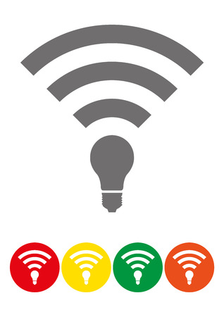 Set of colored Li-Fi and wireless access icons. Li-Fi zone signs set of different colors. Can be used for company logos, business identity, print products, page and web decor or other design.のイラスト素材