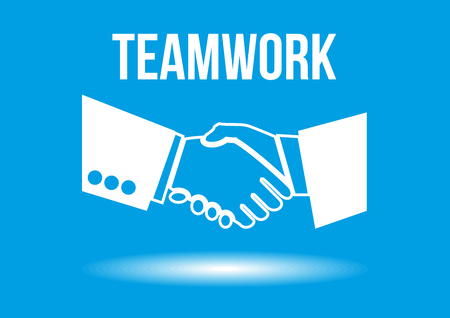 Teamwork shaking hands design concept - team of business professionals working together and helping each other in times of prosperity or crisis.Together they are able to achieve more ambitious goalsのイラスト素材