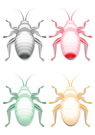 Colored bugs icons. Collection of elements for company logos, business identity, print products, page and web decor or other design. Contains transparency. のイラスト素材