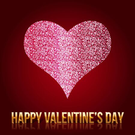 Glitter valentines heart. Valentines card design. Can be used for print products, page and web decor or other design. Vector illustration.のイラスト素材