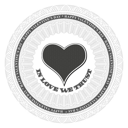 Guilloche valentines heart. Valentines card design.  Can be used for print products, page and web decor or other design. Vector illustration.のイラスト素材