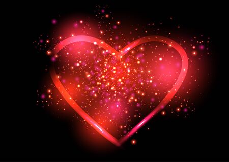 Shining valentines heart. Valentines card design.  Can be used for print products, page and web decor or other design. Vector illustration.のイラスト素材