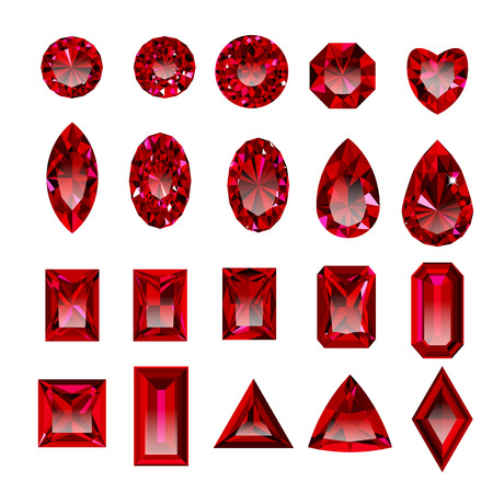 Set of realistic red jewelsのイラスト素材