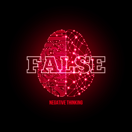 Cold analysis and bursting creativity paired together in negative rejection concept red light concept. Analytical brain. Creative brain. Human thinking. Analytical thinking, Creative thinking.のイラスト素材