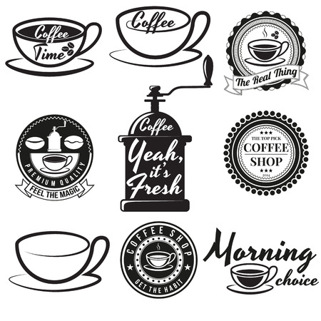 Set of vintage coffee badges and signs.のイラスト素材