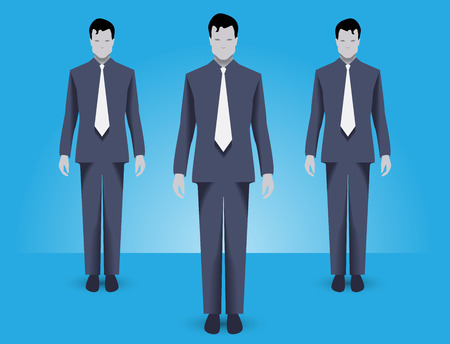 Business concept of teamwork and business special forces team. Three businessmen wearing corporate uniform standing together, working together and helping each other.のイラスト素材