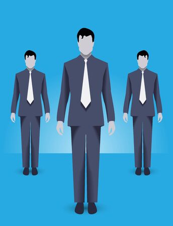 Business concept of teamwork and business special forces team. Three businessmen wearing corporate uniform standing together, working together and helping each other.のイラスト素材